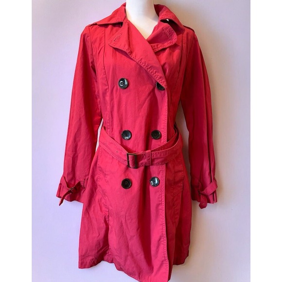 GAP Jackets & Blazers - Gap Womens Trench Coat Double Breasted Belted Hot Pink Size M Spring Jacket